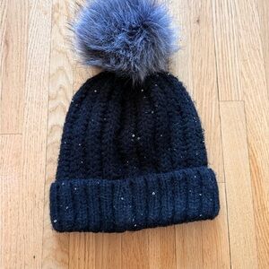 Cozy Black Knit Pom-Pom Beanie
